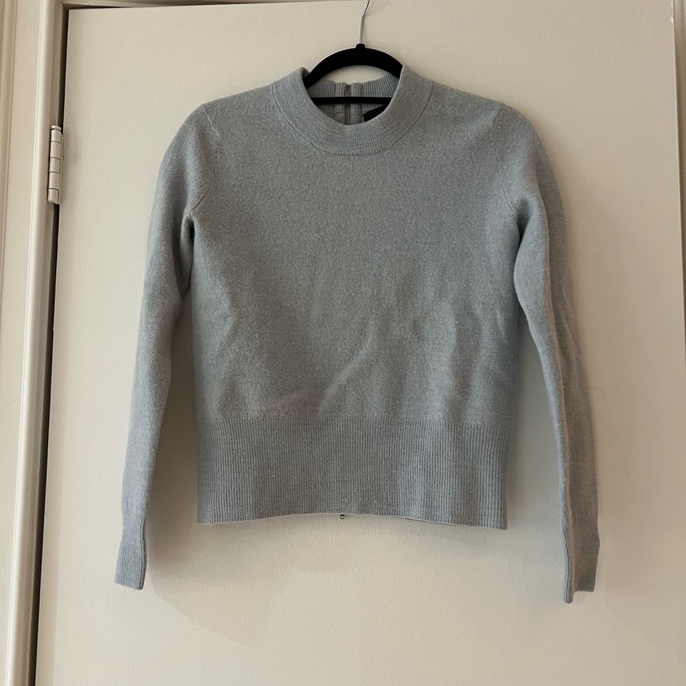 JCrew powder blue sweater with zipper back